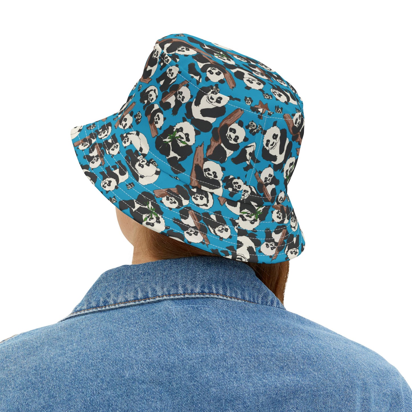 Panda Print Bucket Hat, Trendy Summer Hat, Animal Lover Gift, Casual Outdoor Accessory, Festival Headwear