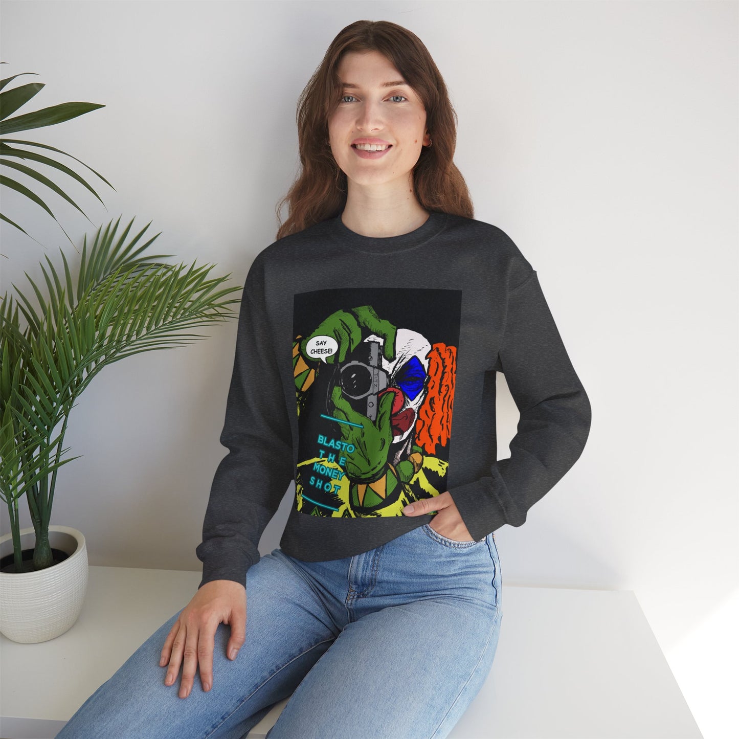Blasto the Clown Retro Homage Graphic Crewneck Sweatshirt - 'Blast from the Past'