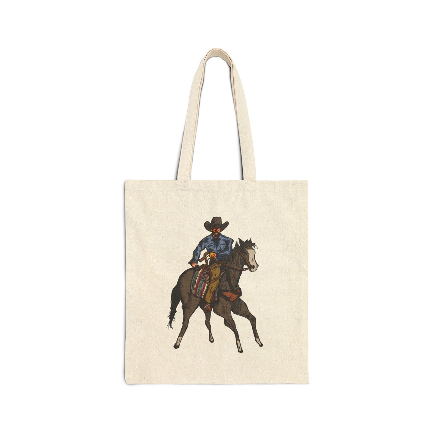 Cowboy on Horse Canvas Tote Bag — Western Ranch Rider Tote