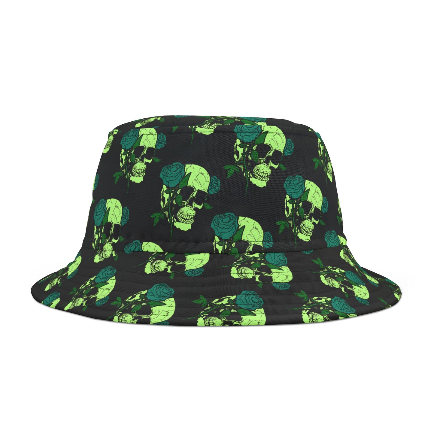 Gothic Rose Skull Bucket Hat, Trendy AOP Hat, Festival Headwear, Unisex Summer Accessory, Edgy Gift Idea, Streetwear Fashion