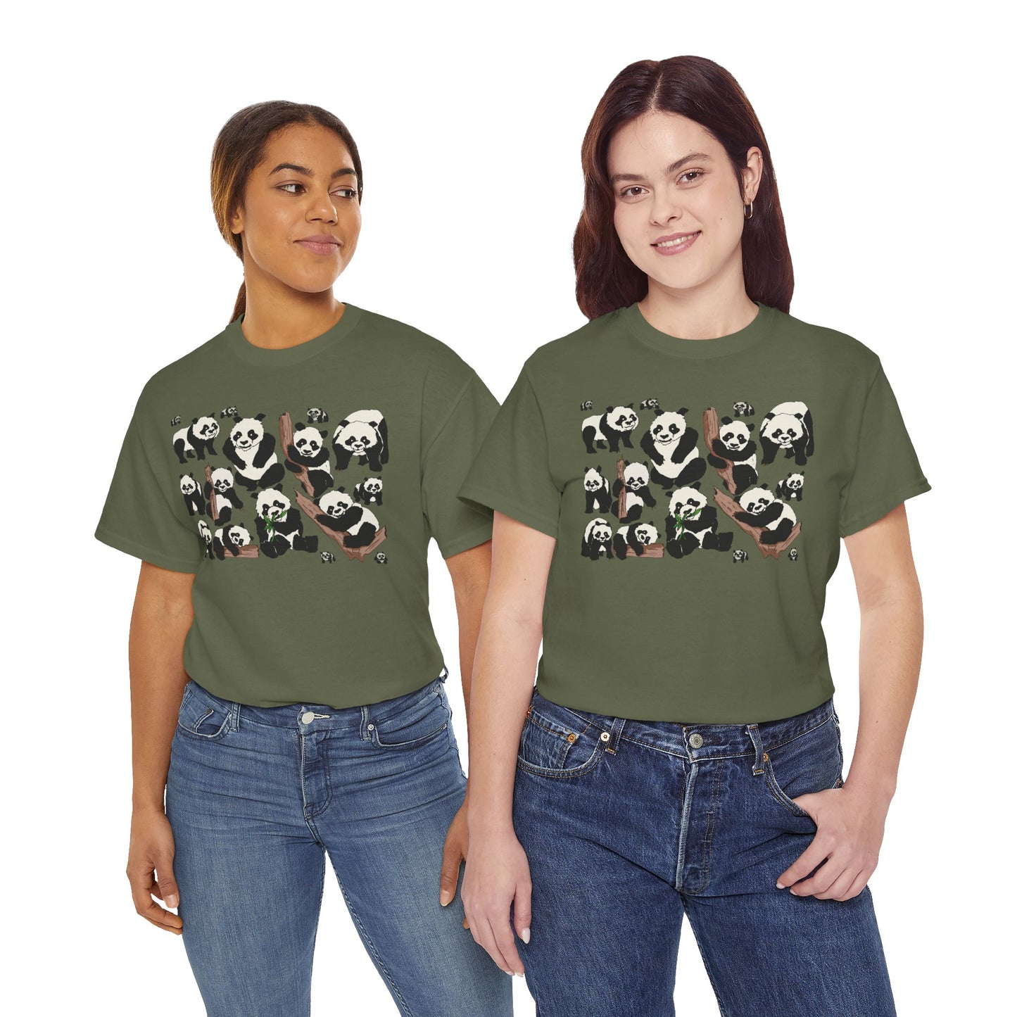 Cute Panda Design Unisex Heavy Cotton Tee | Animal Lover Gift, Casual Wear, Eco-Friendly Apparel, Nature Enthusiast Clothing