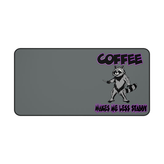 Coffee-Themed Desk Mat - Cute Raccoon Design, Funny Office Decor, Gift for Coffee Lovers, Home Office Accessory, Cute Workstation Mat