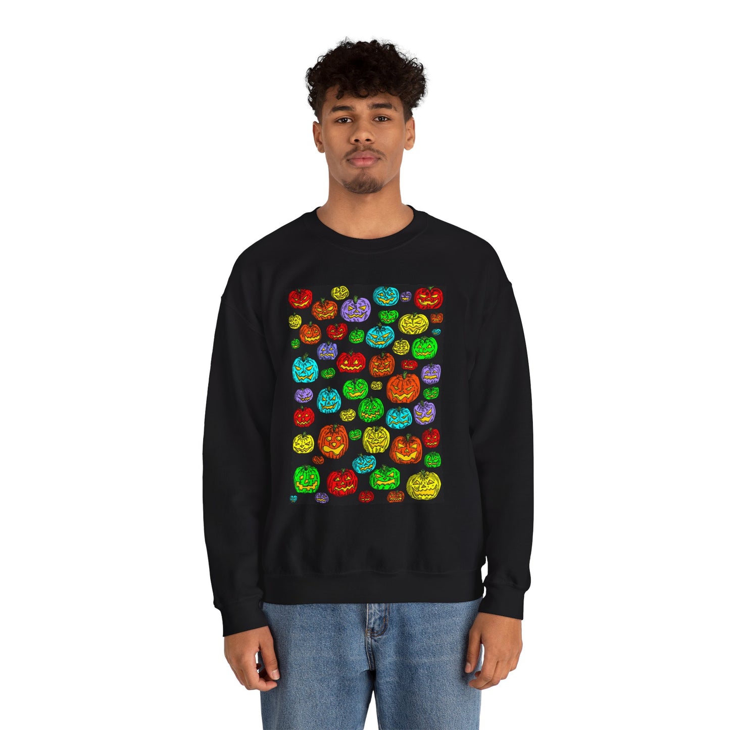 Halloween Colorful Pumpkin Graphic Crewneck Sweatshirt