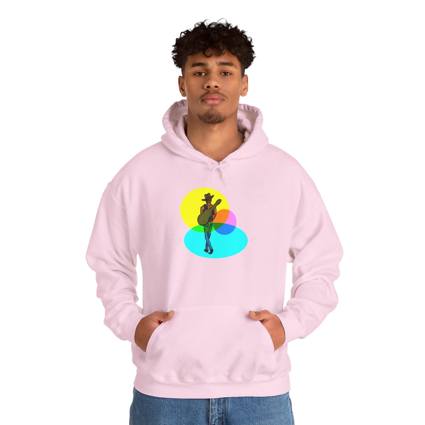 Cowboy with Guitar Hoodie — Colorful Retro Music Graphic Sweatshirt
