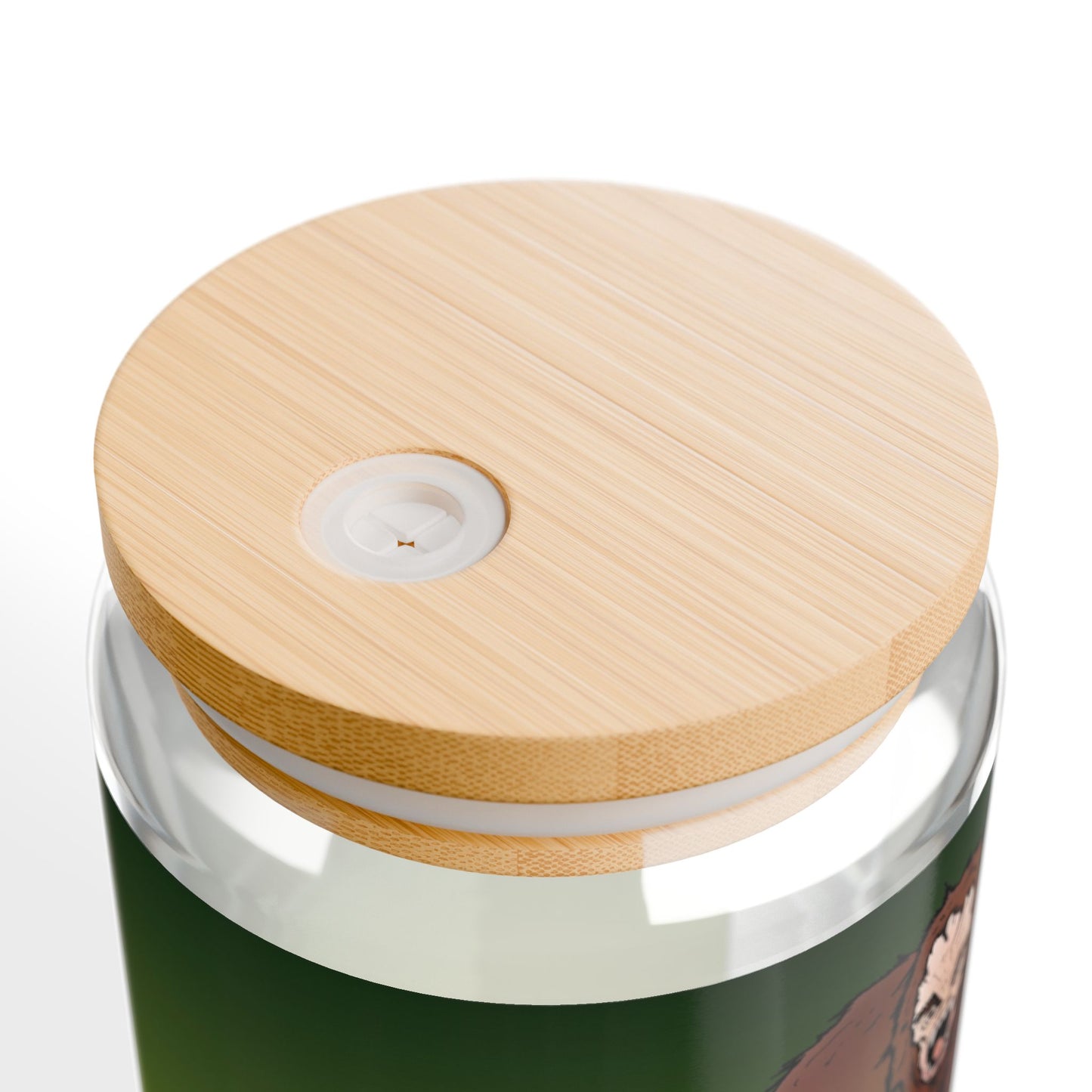 Bigfoot Encounter - Green Ombre Glass Sipper Cup — 16oz Bamboo Lid Reusable Tumbler