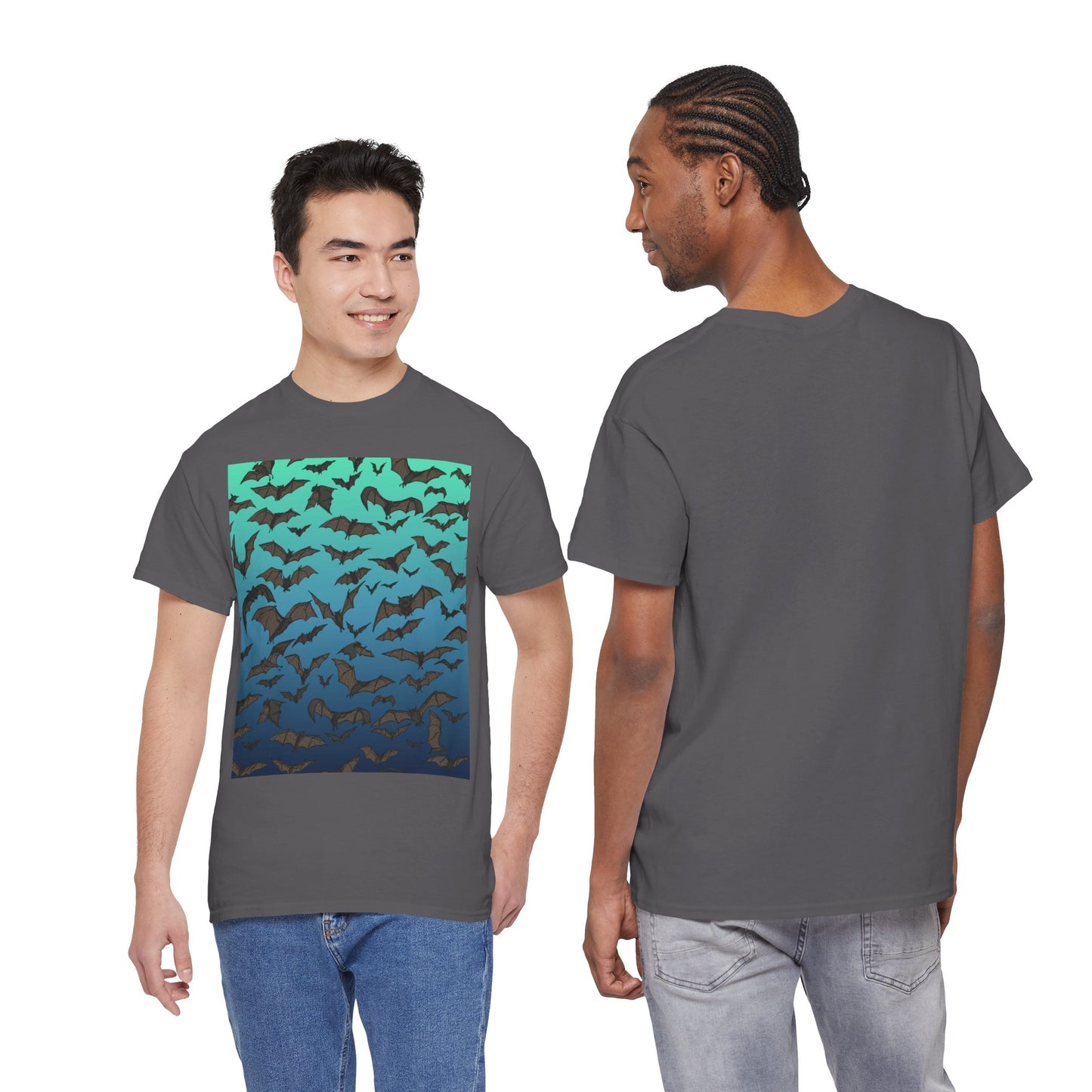 Bat Swarm Graphic Tee — Gradient Night Flight T-Shirt