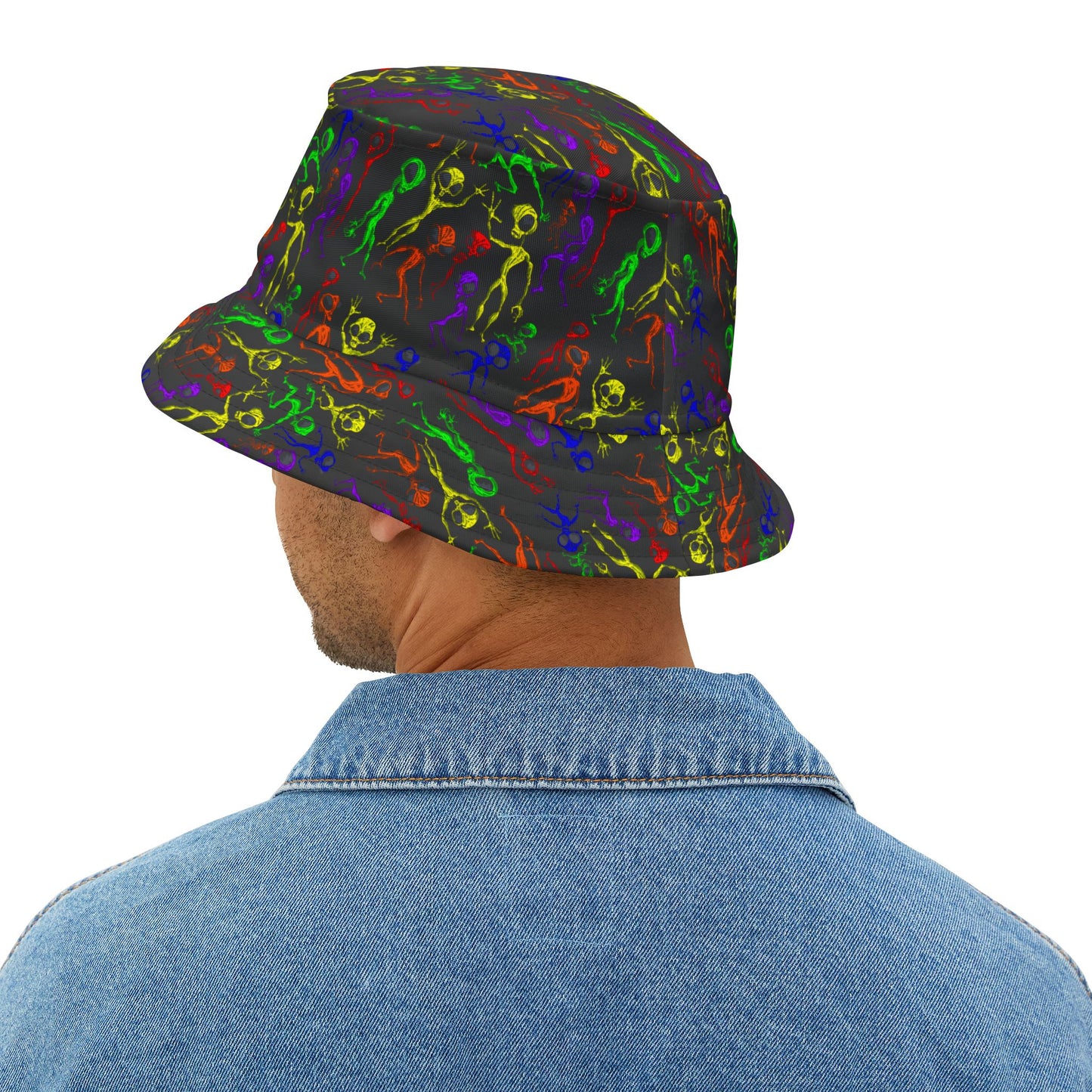 Vibrant Alien Dance Party Bucket Hat, Fun Festival Accessory, Colorful Summer Hat, Unisex Headwear, Outdoor Adventure Gear