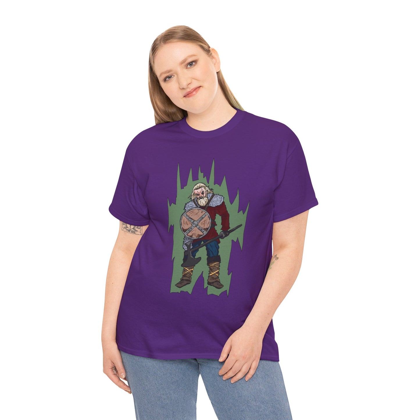 Epic Warrior Graphic Tee, Unisex Heavy Cotton Shirt, Casual Wear, Gamer Gift, Medieval Art Clothing, Battle Theme Fashion