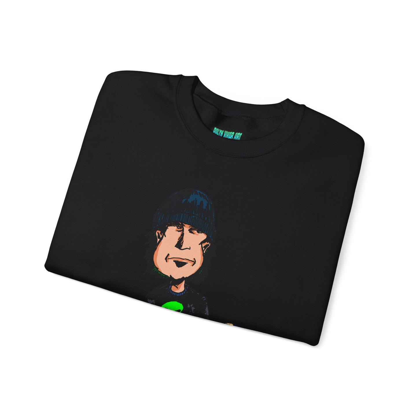 Rude Skater Dude - Cartoon Skate Punk Crewneck Sweatshirt — Retro Skateboard Character Graphic