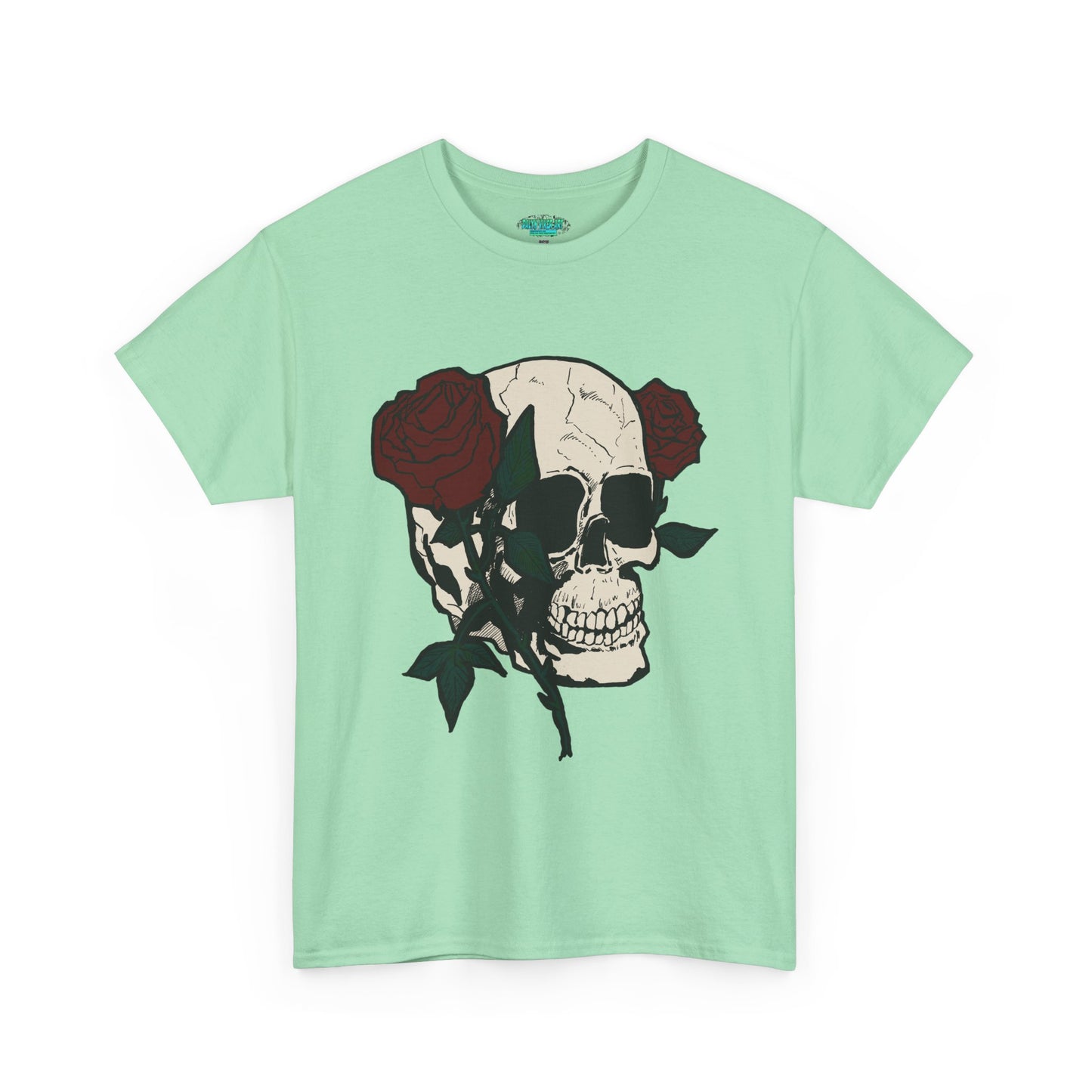 Skull and Roses Unisex Heavy Cotton Tee - Edgy Graphic T-Shirt for Impactful Style