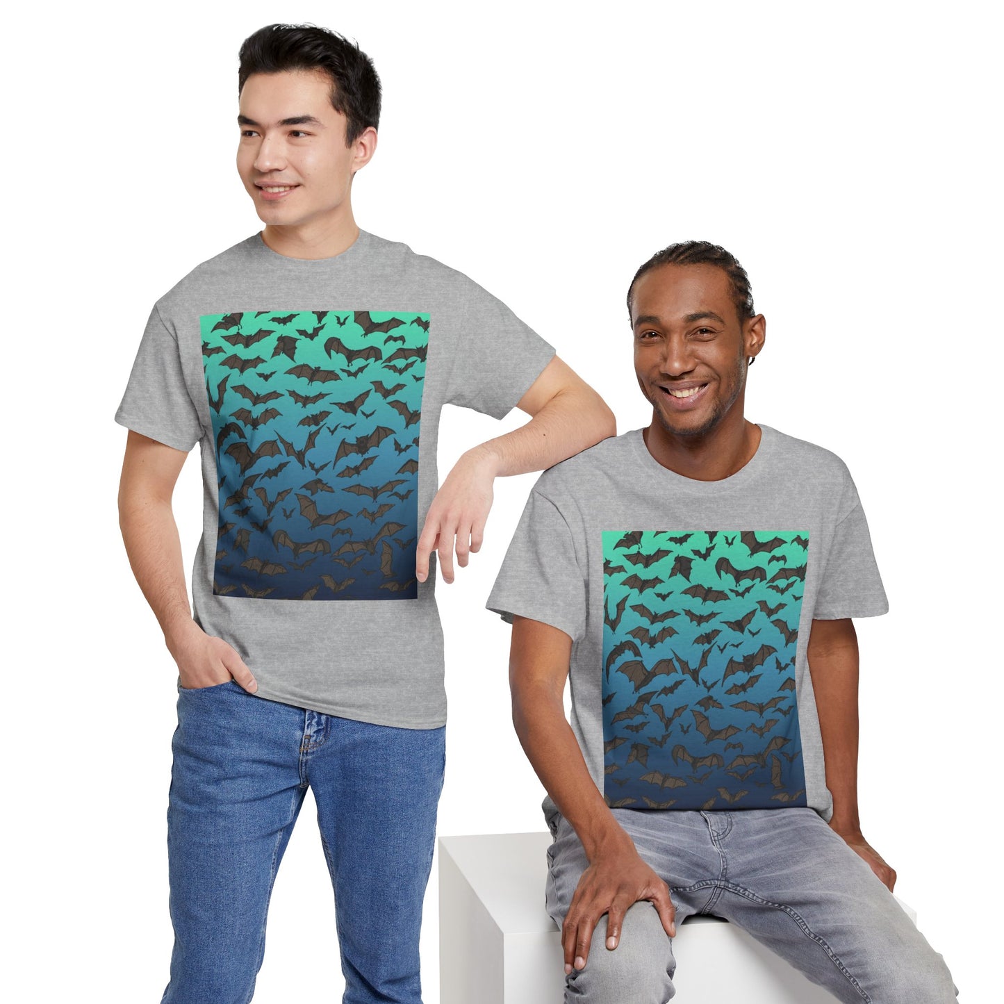 Bat Swarm Graphic Tee — Gradient Night Flight T-Shirt
