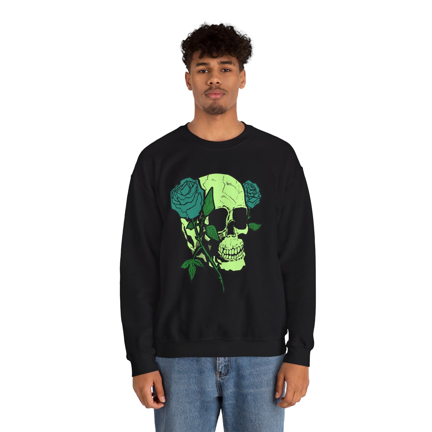 Skull and Roses Crewneck Sweatshirt for Unisex