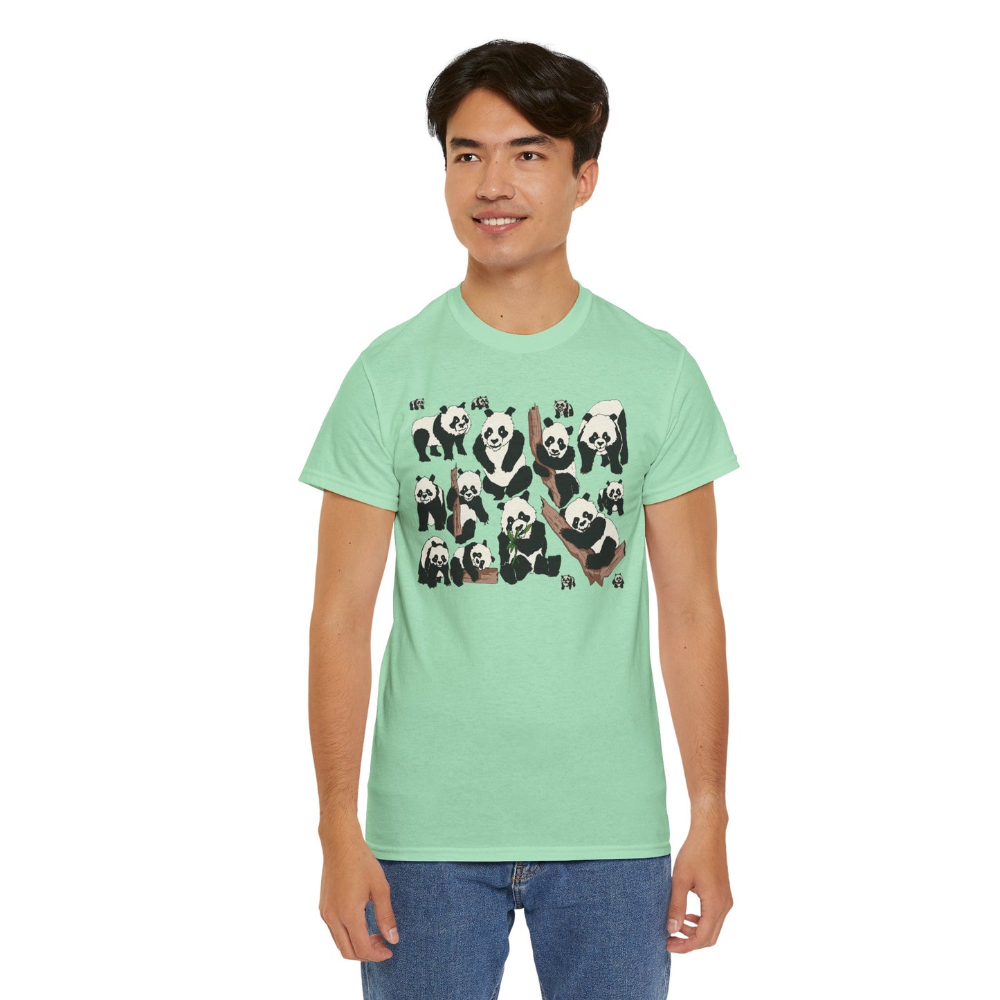 Cute Panda Design Unisex Heavy Cotton Tee | Animal Lover Gift, Casual Wear, Eco-Friendly Apparel, Nature Enthusiast Clothing