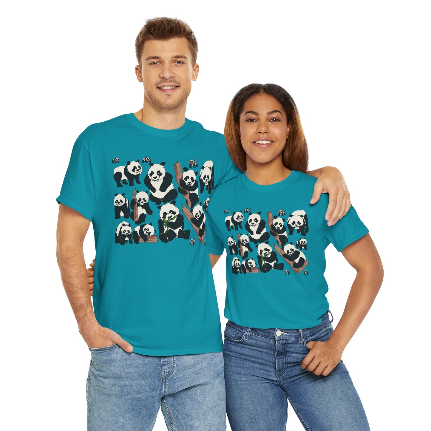 Cute Panda Design Unisex Heavy Cotton Tee | Animal Lover Gift, Casual Wear, Eco-Friendly Apparel, Nature Enthusiast Clothing
