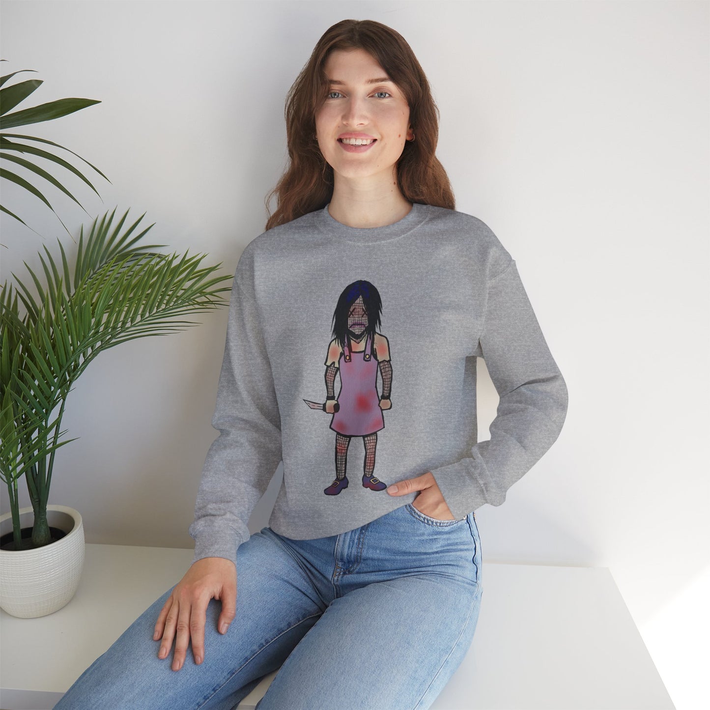 Evil Doll Edgy Graphic Sweatshirt for Unique Style