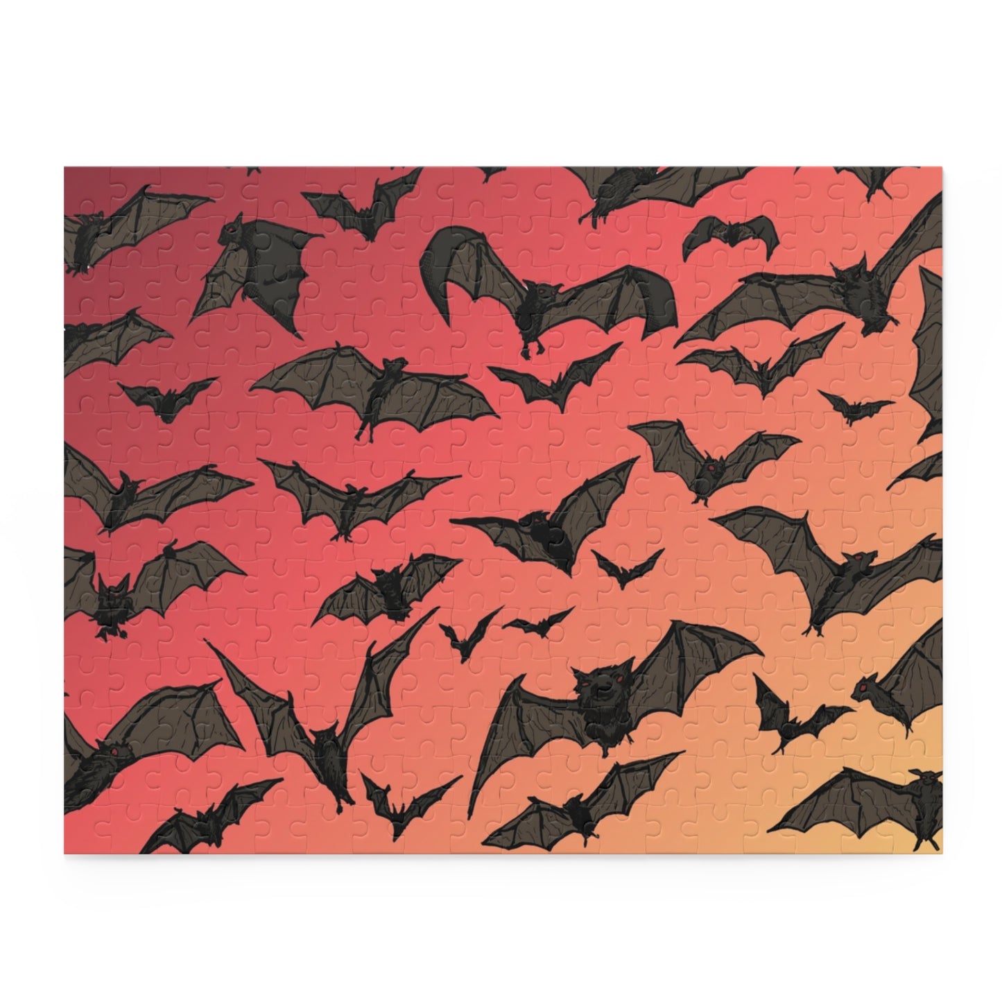 Bat Swarm Gradient Puzzle — 120/252/500-Piece Halloween Jigsaw