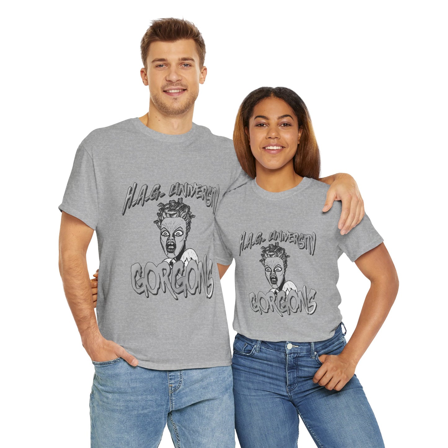 Graphic Tee with Gorgon Mascot - Greek Mythology University Unisex Shirt