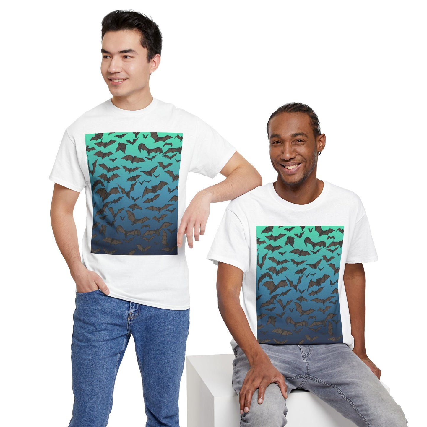 Bat Swarm Graphic Tee — Gradient Night Flight T-Shirt
