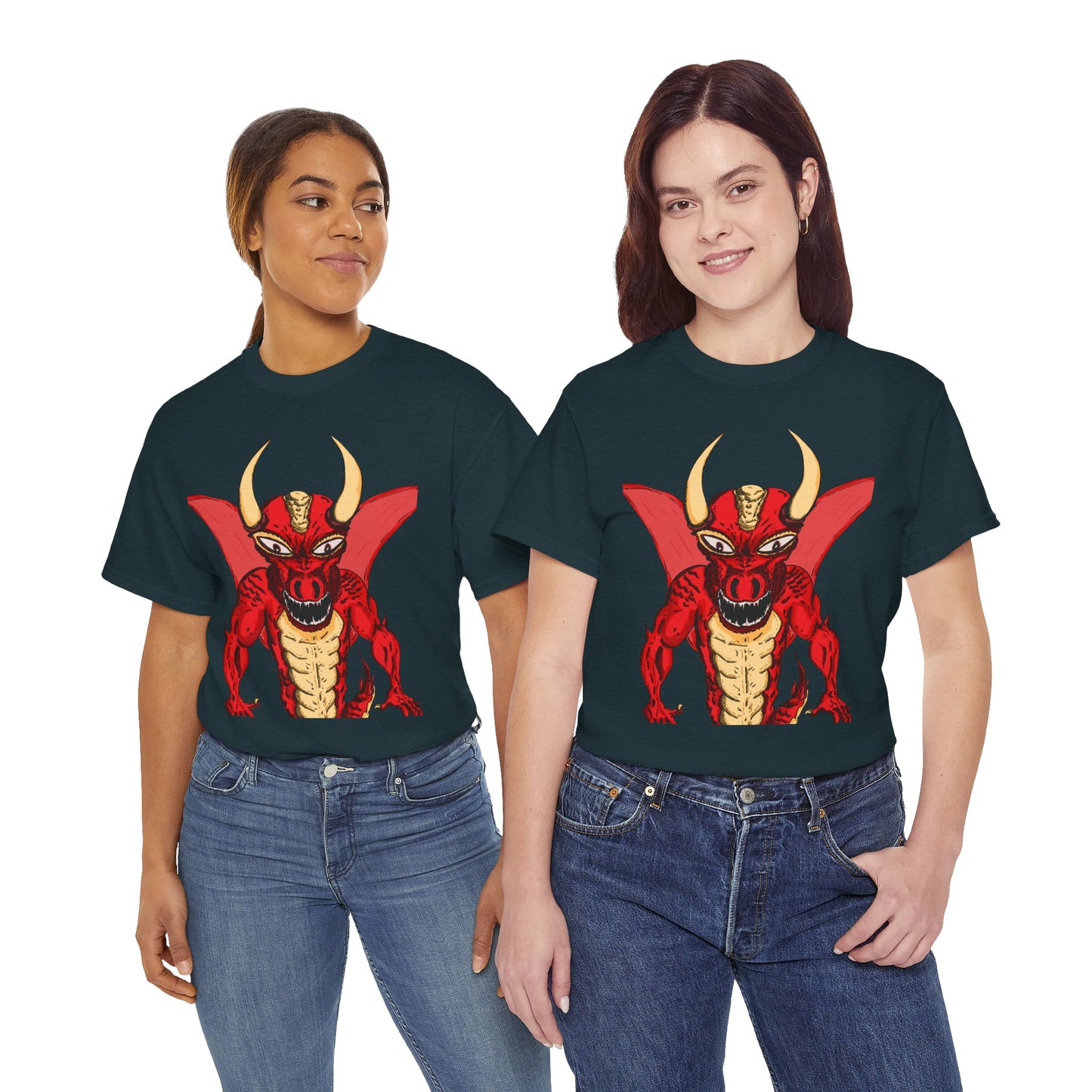 Bold Red Dragon Unisex Heavy Cotton Tee | Graphic Shirt for Anime Fans, Party Wear, Casual Outfit, Gift for Him/Her