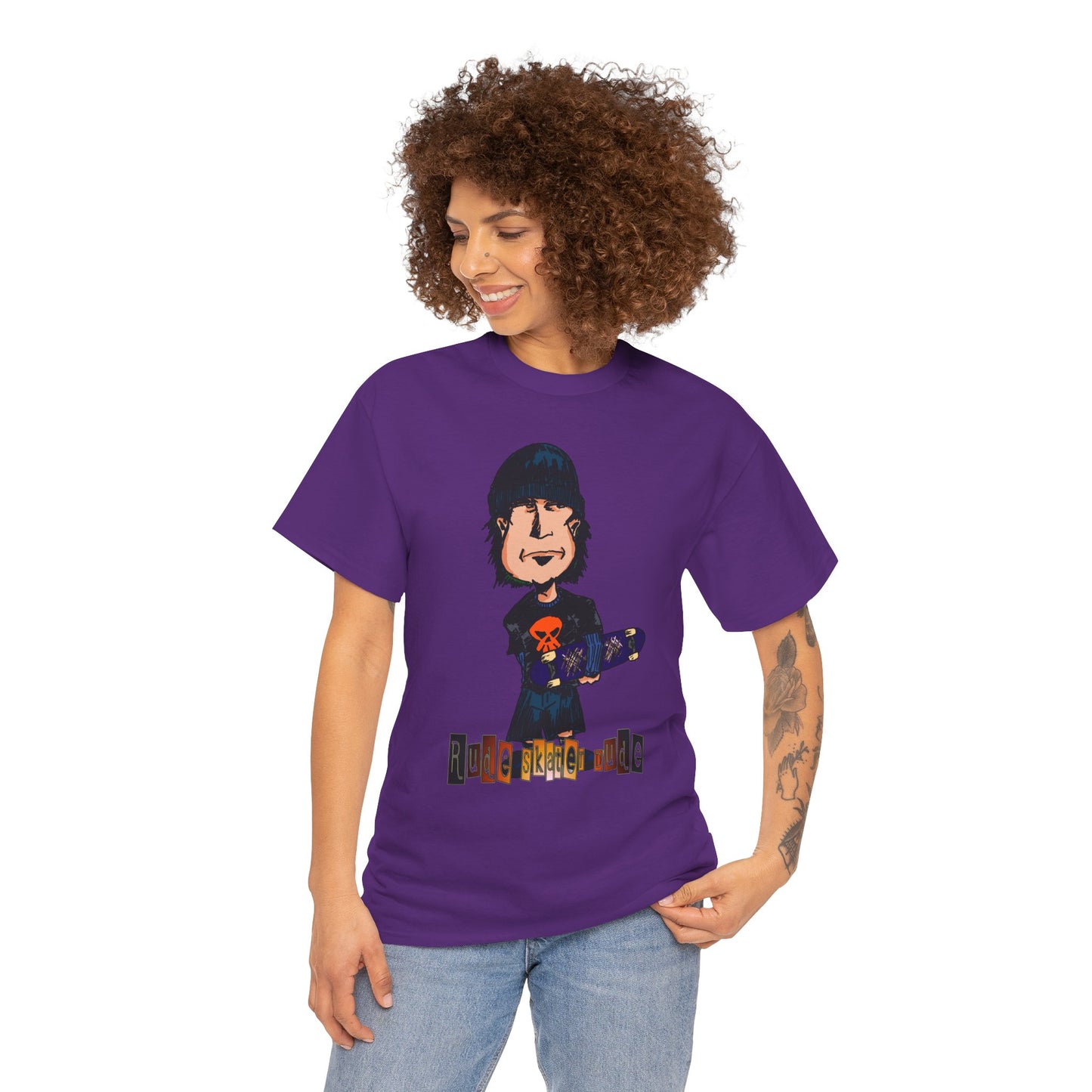 Rude Skater Dude Cartoon Skate Punk T-Shirt — Skateboarding Tee with Skull Design