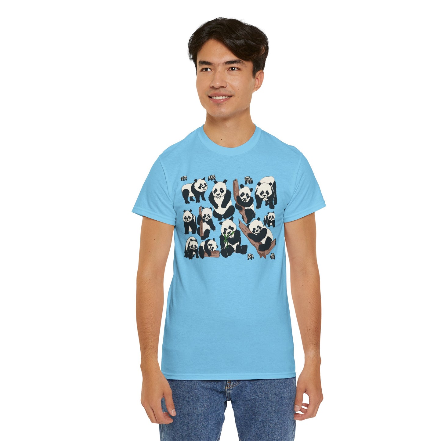 Cute Panda Design Unisex Heavy Cotton Tee | Animal Lover Gift, Casual Wear, Eco-Friendly Apparel, Nature Enthusiast Clothing
