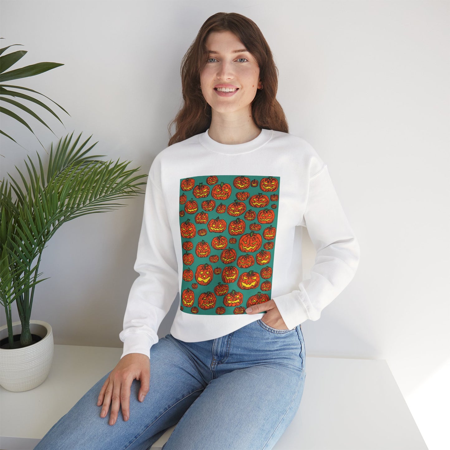 Halloween Pumpkin Crewneck Sweatshirt