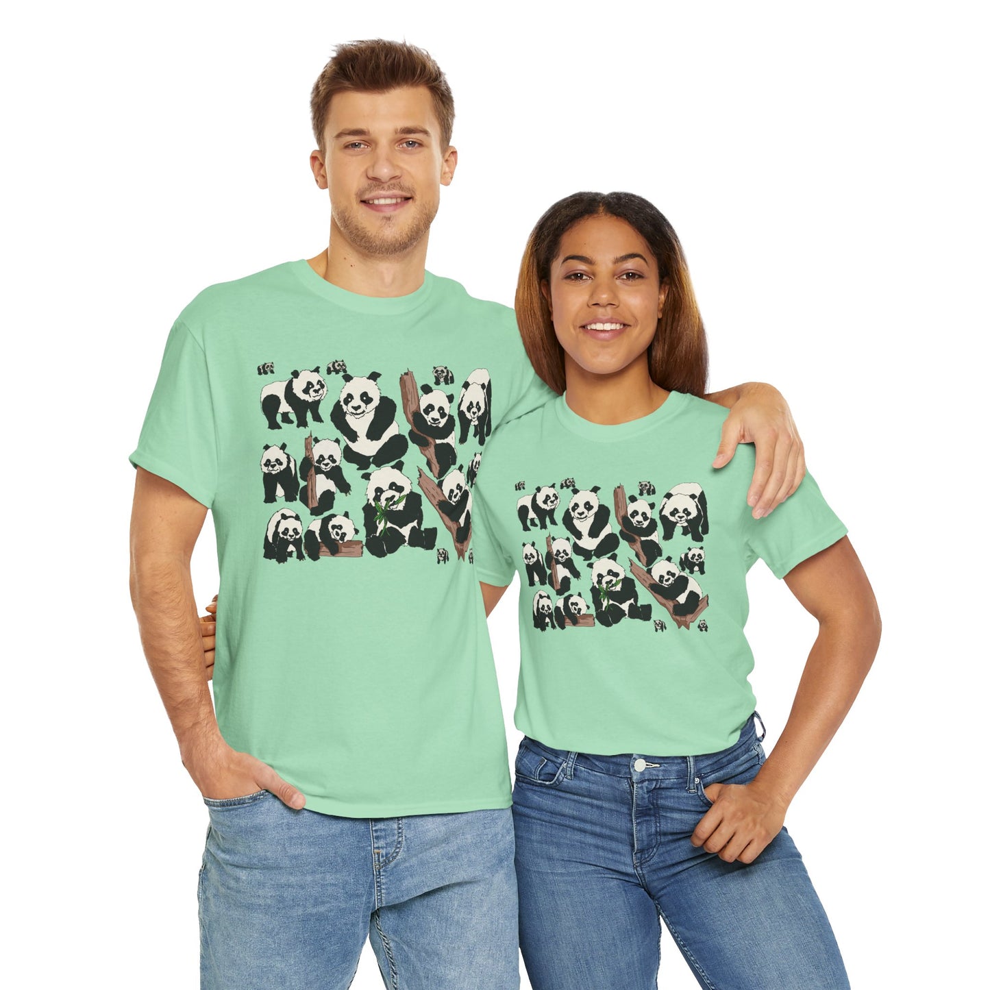 Cute Panda Design Unisex Heavy Cotton Tee | Animal Lover Gift, Casual Wear, Eco-Friendly Apparel, Nature Enthusiast Clothing