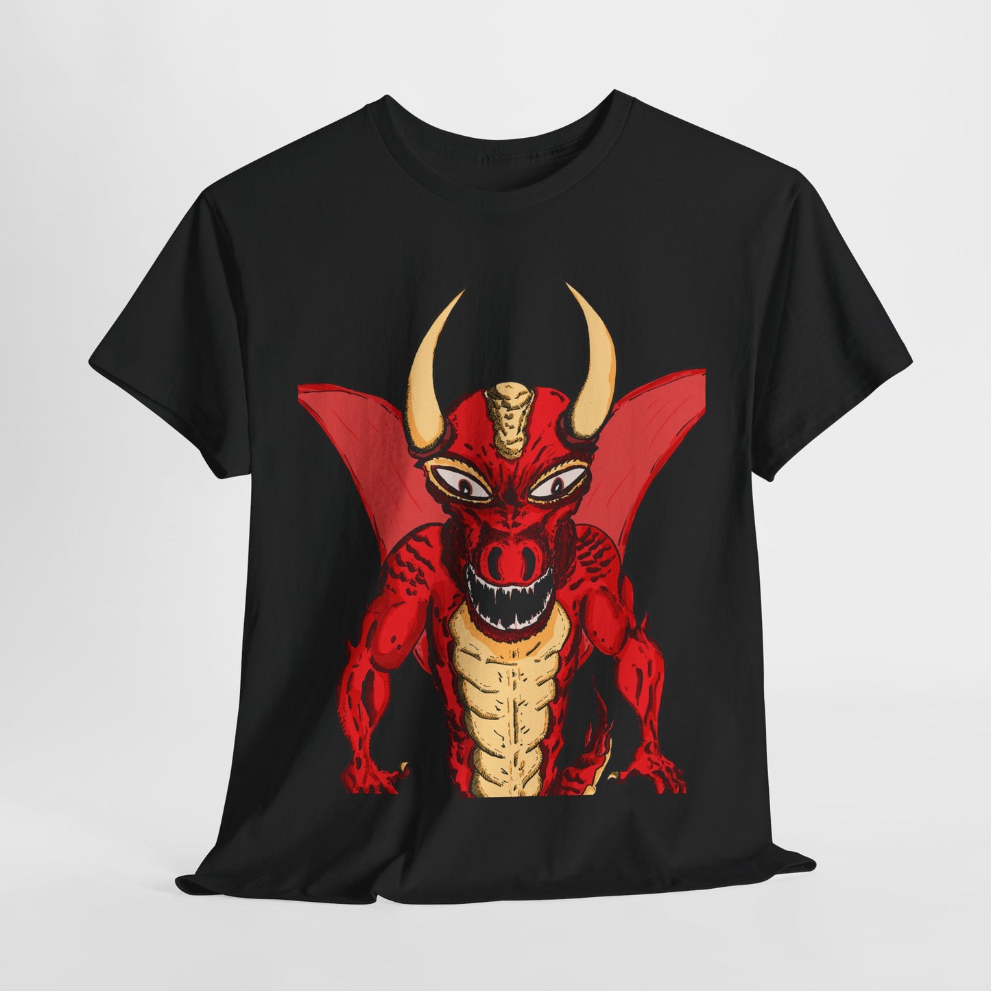 Bold Red Dragon Unisex Heavy Cotton Tee | Graphic Shirt for Anime Fans, Party Wear, Casual Outfit, Gift for Him/Her