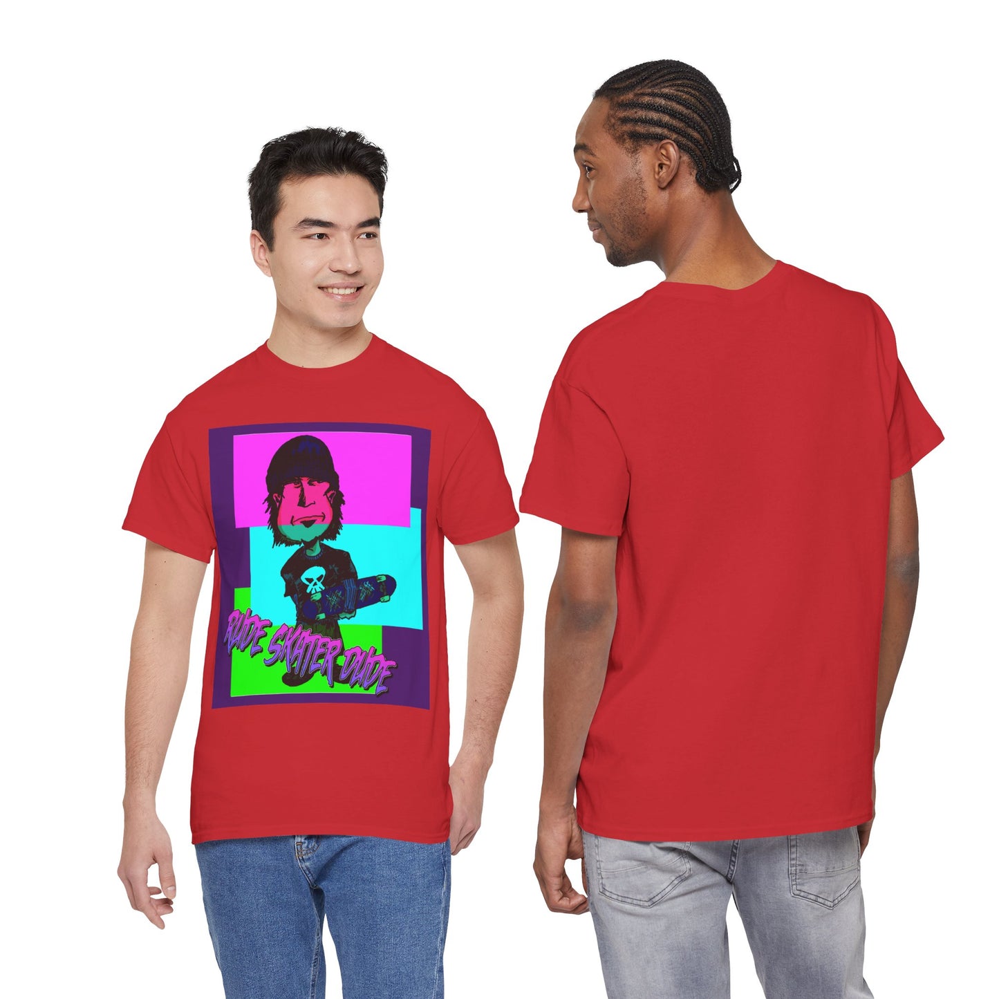 Retro Neon Skateboard Tee — "Rude Skater Dude" Graphic