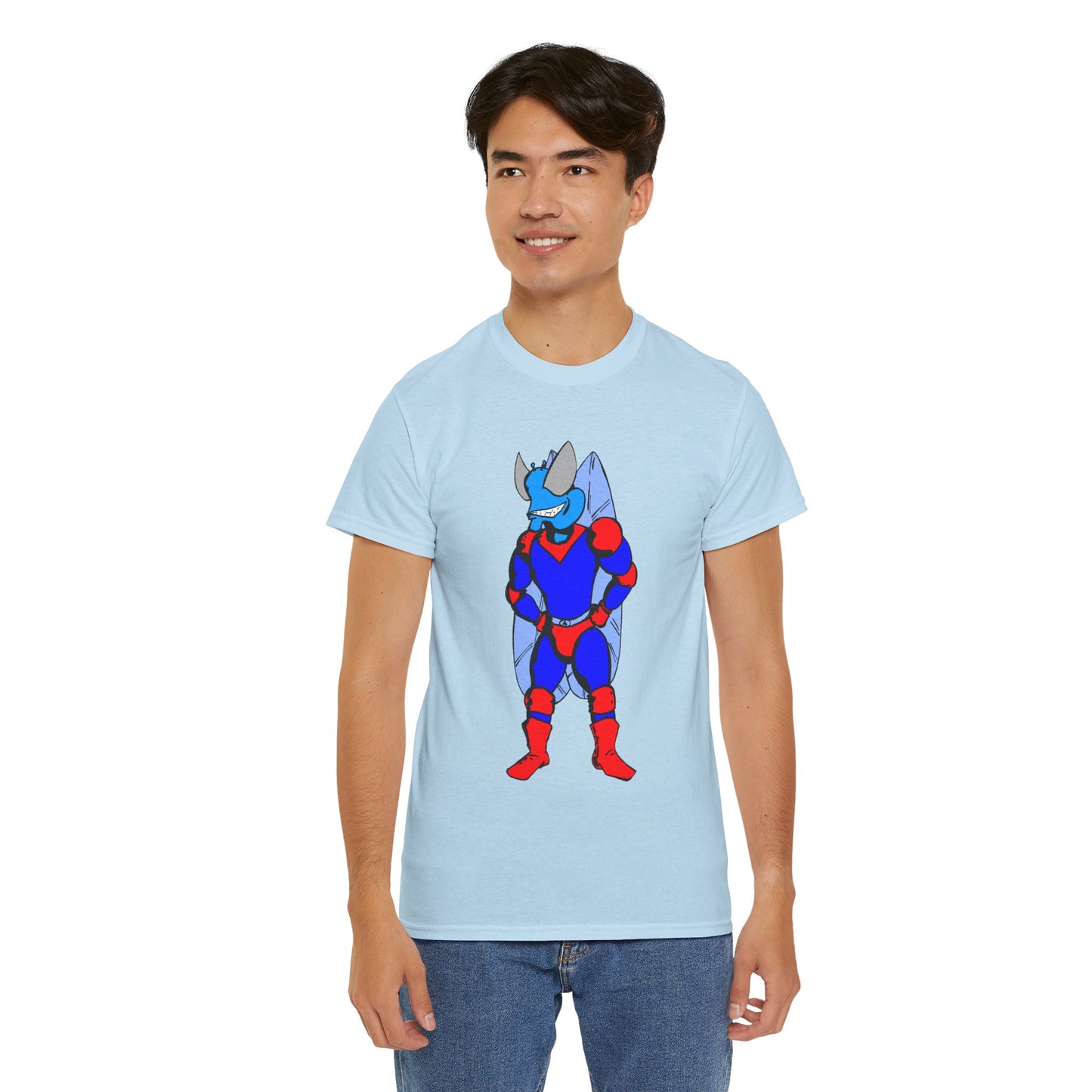 Astro-Fly Hero Graphic Tee - Blue & Red Superhero T-Shirt