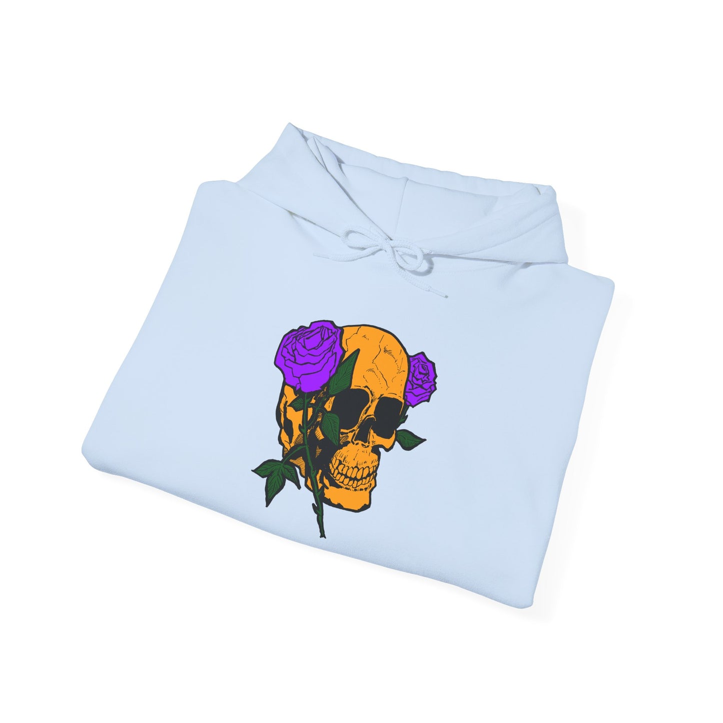 Skull & Roses Hooded Sweatshirt - Unisex Heavy Blend, Perfect for Halloween, Casual Wear, Street Style, Gifts for Her, Trendy Fashion