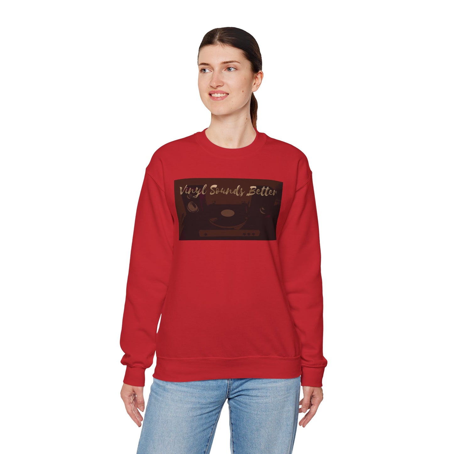 Crewneck Sweatshirt — "Vinyl Sounds Better" Retro Record Graphic