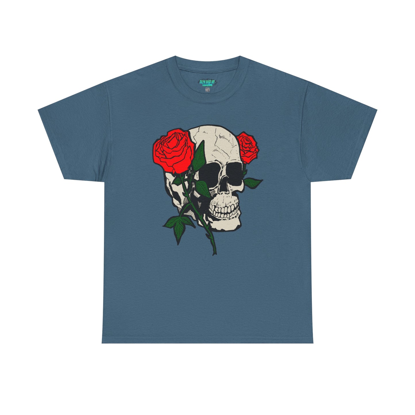 Skull & Roses Unisex Heavy Cotton Tee - Edgy Graphic T-Shirt for Casual Style