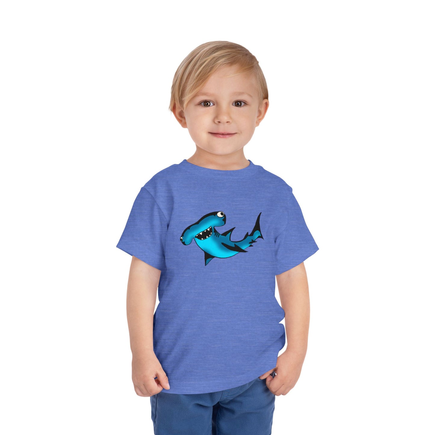 Toddler Shark Tee - Cute Blue Harley Hammerhead Graphic Kids Short Sleeve Shirt