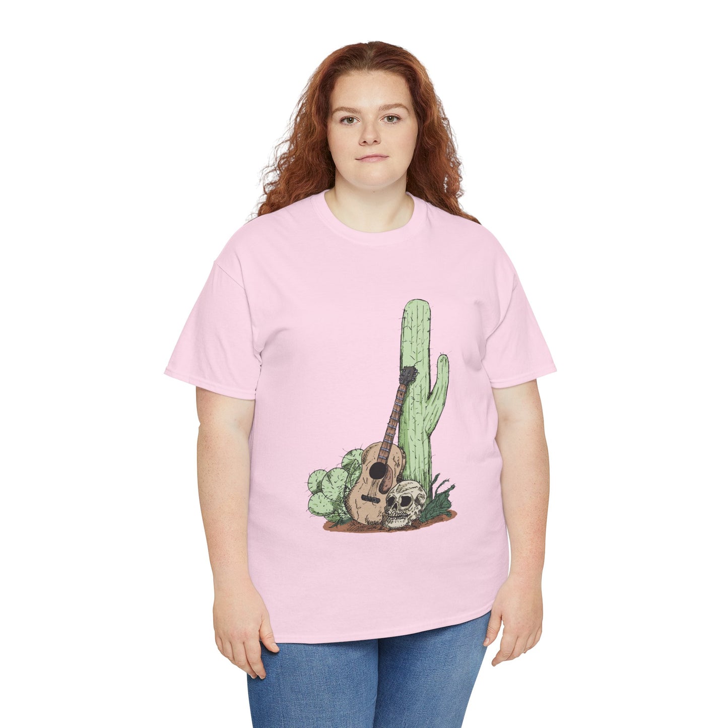 Desert Vibe Graphic Tee - Unisex Heavy Cotton Shirt, Boho Cactus Shirt, Guitar Lover's Gift, Summer Top, Music T-Shirt