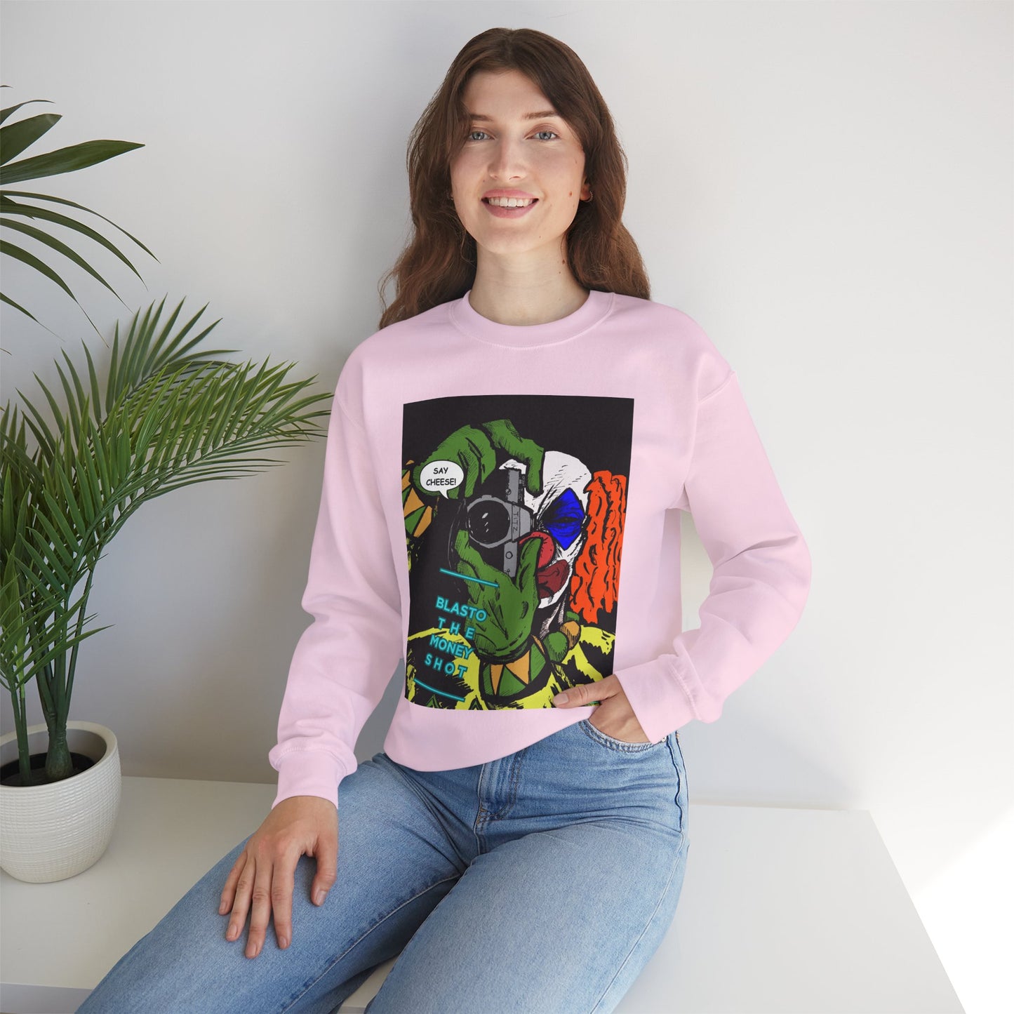 Blasto the Clown Retro Homage Graphic Crewneck Sweatshirt - 'Blast from the Past'