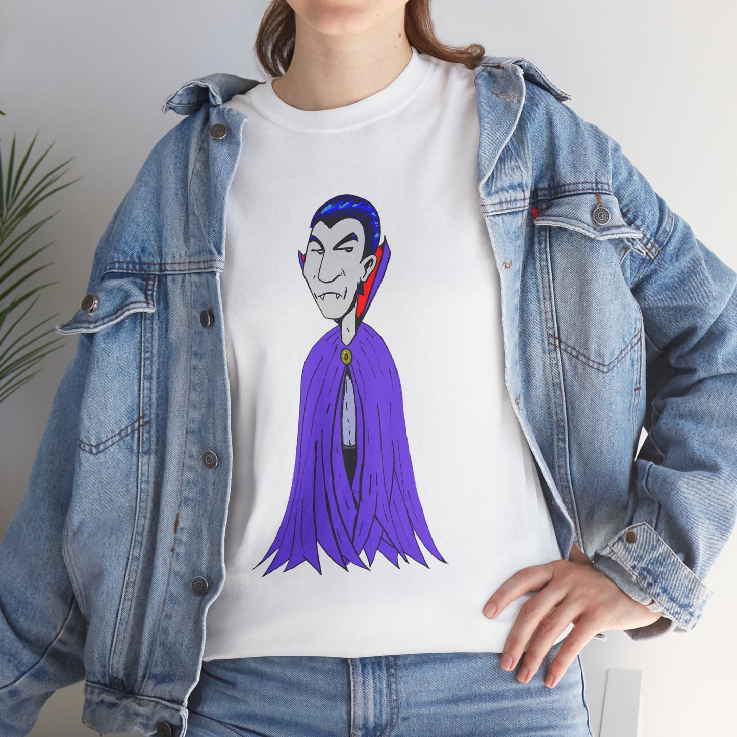 Vampire Cartoon Tee - Cute Purple Cloak Dracula Graphic T-Shirt