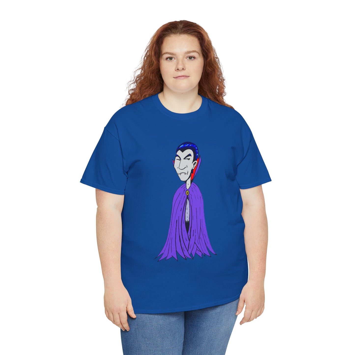 Vampire Cartoon Tee - Cute Purple Cloak Dracula Graphic T-Shirt
