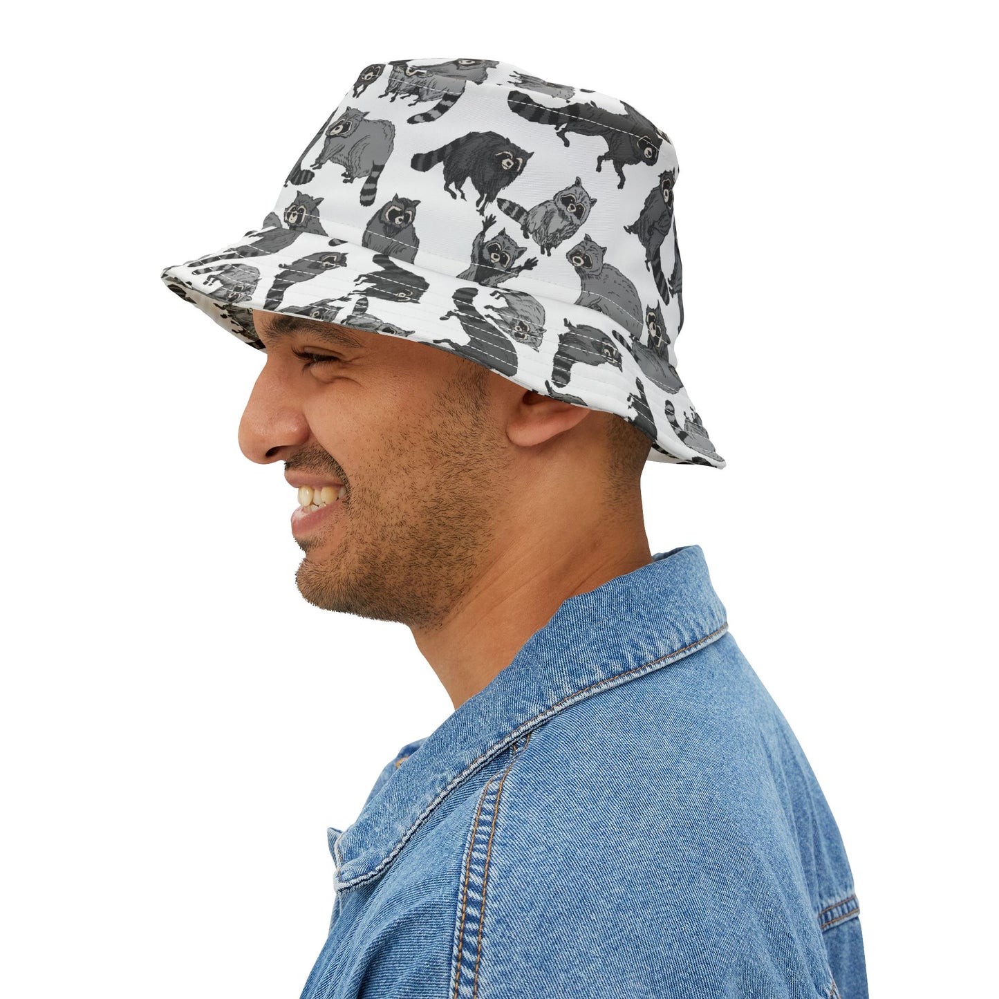 Raccoon Pattern Bucket Hat - Trendy Summer Accessory, Gift for Animal Lovers, Outdoor Festivals, Beach Days, Stylish Headwear