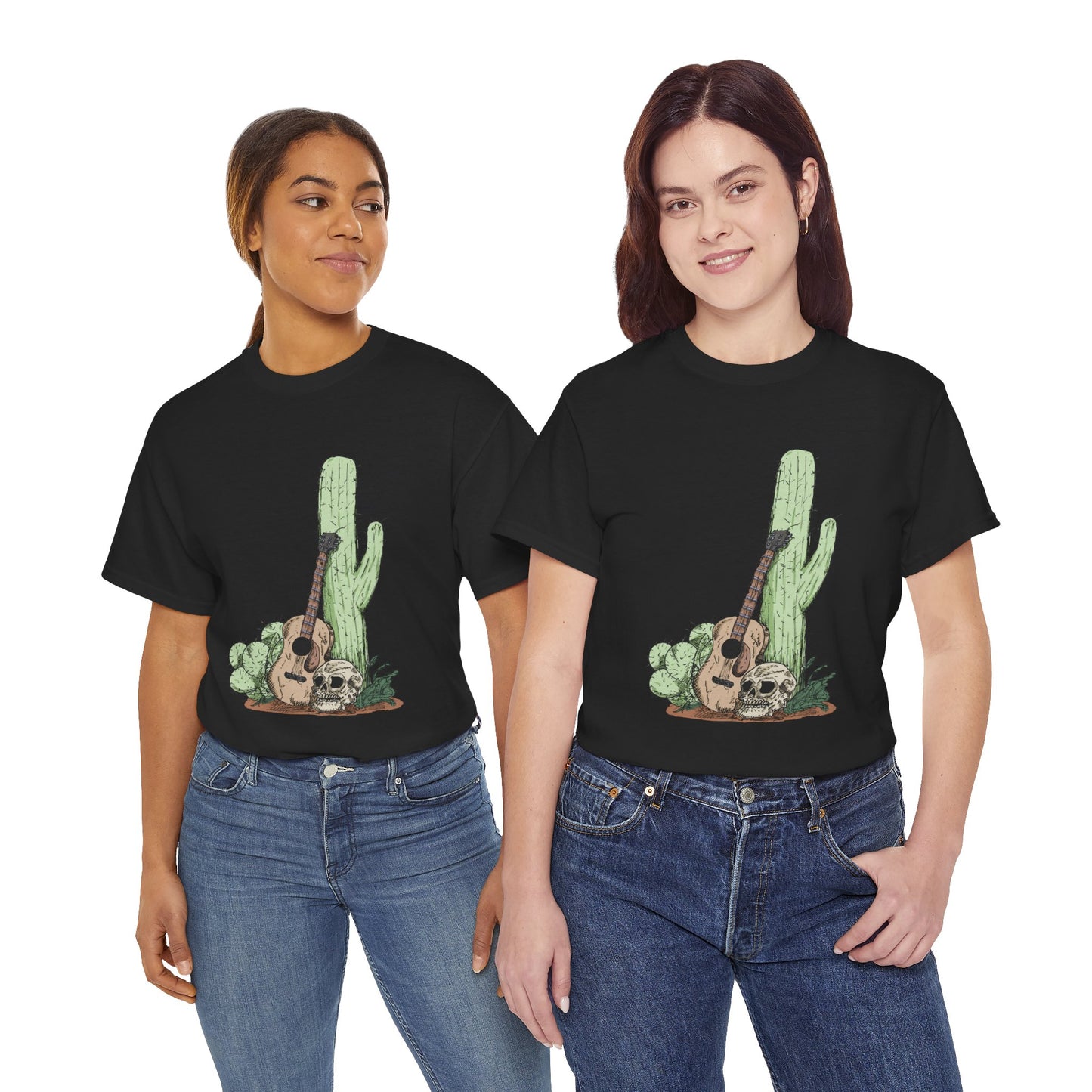Desert Vibe Graphic Tee - Unisex Heavy Cotton Shirt, Boho Cactus Shirt, Guitar Lover's Gift, Summer Top, Music T-Shirt
