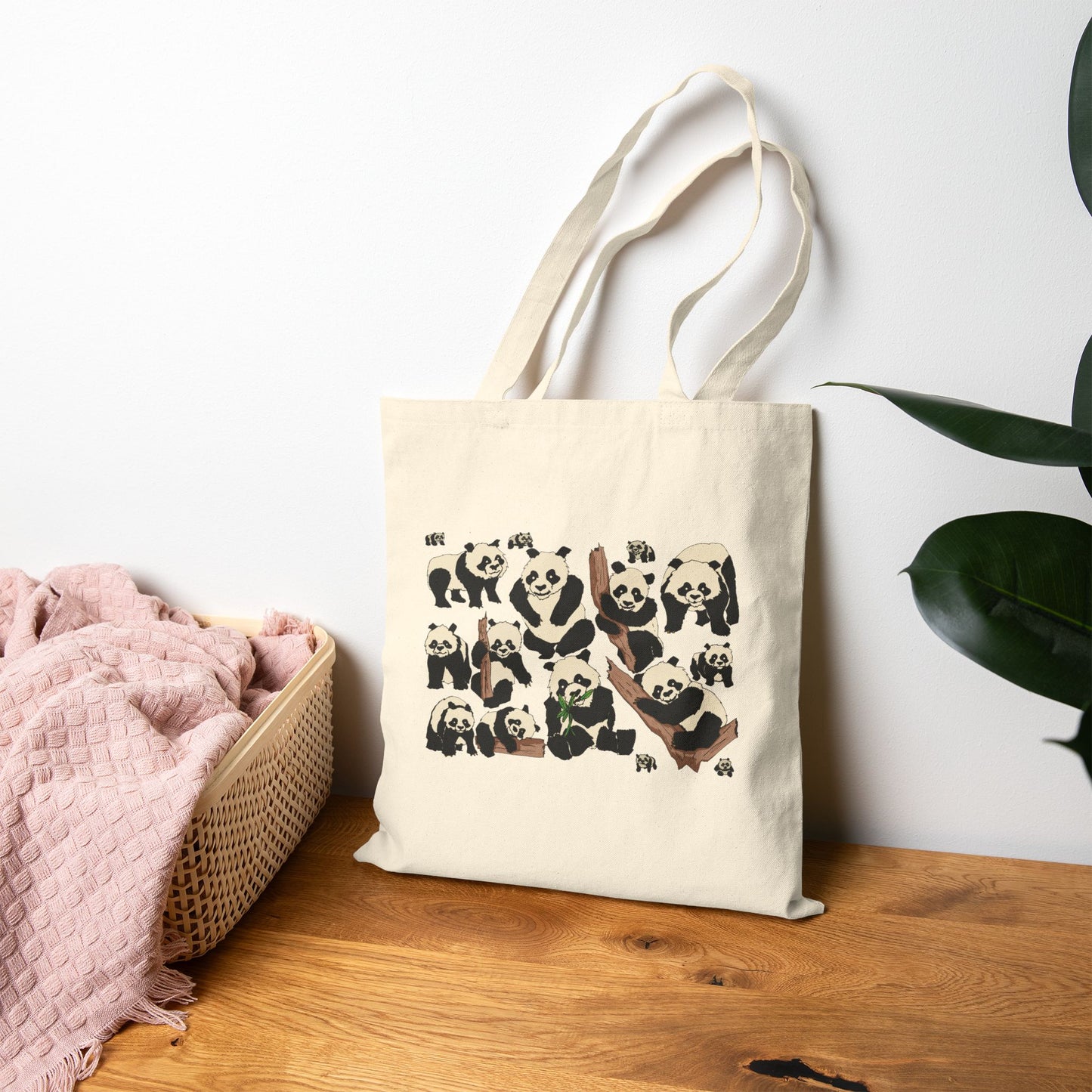 Panda Collage Cotton Canvas Tote Bag – Cute Eco-Friendly Grocery & Everyday Shopper