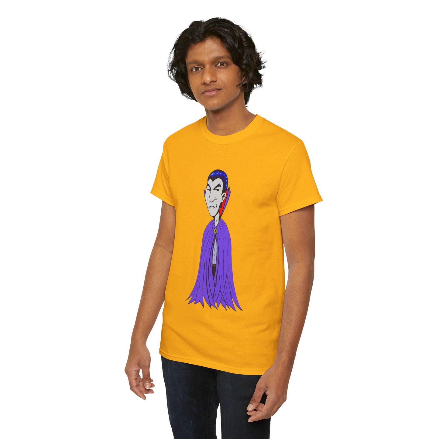Vampire Cartoon Tee - Cute Purple Cloak Dracula Graphic T-Shirt