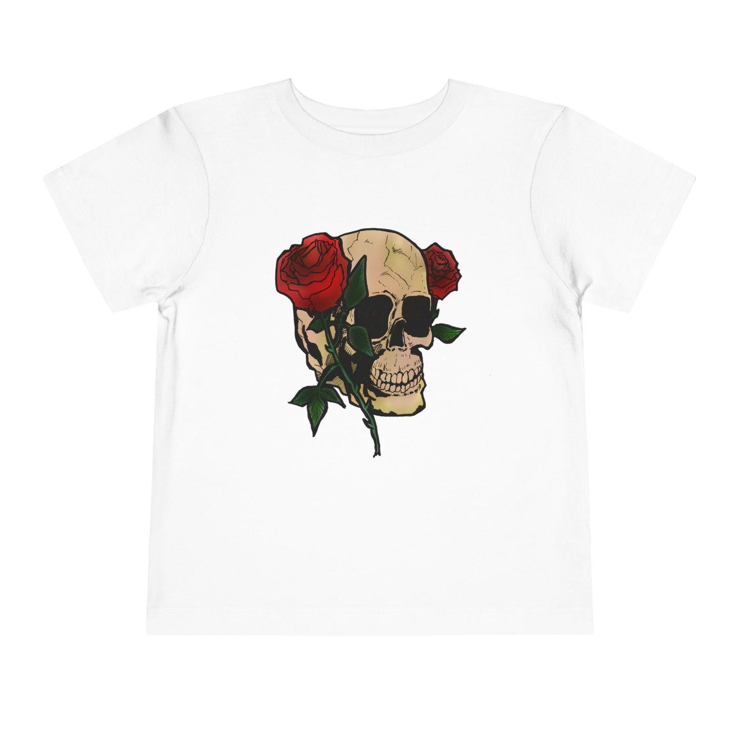 Toddler Tee — Skull with Red Roses Graphic