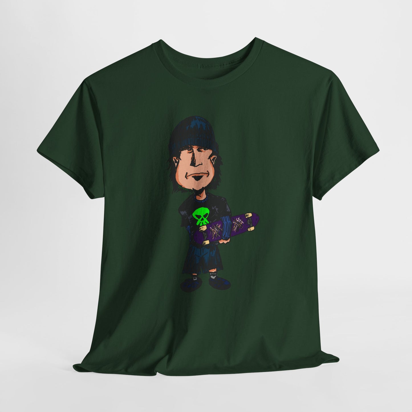 Rude Skater Dude - Skate Punk Cartoon Tee – Boy with Skateboard Graphic Shirt