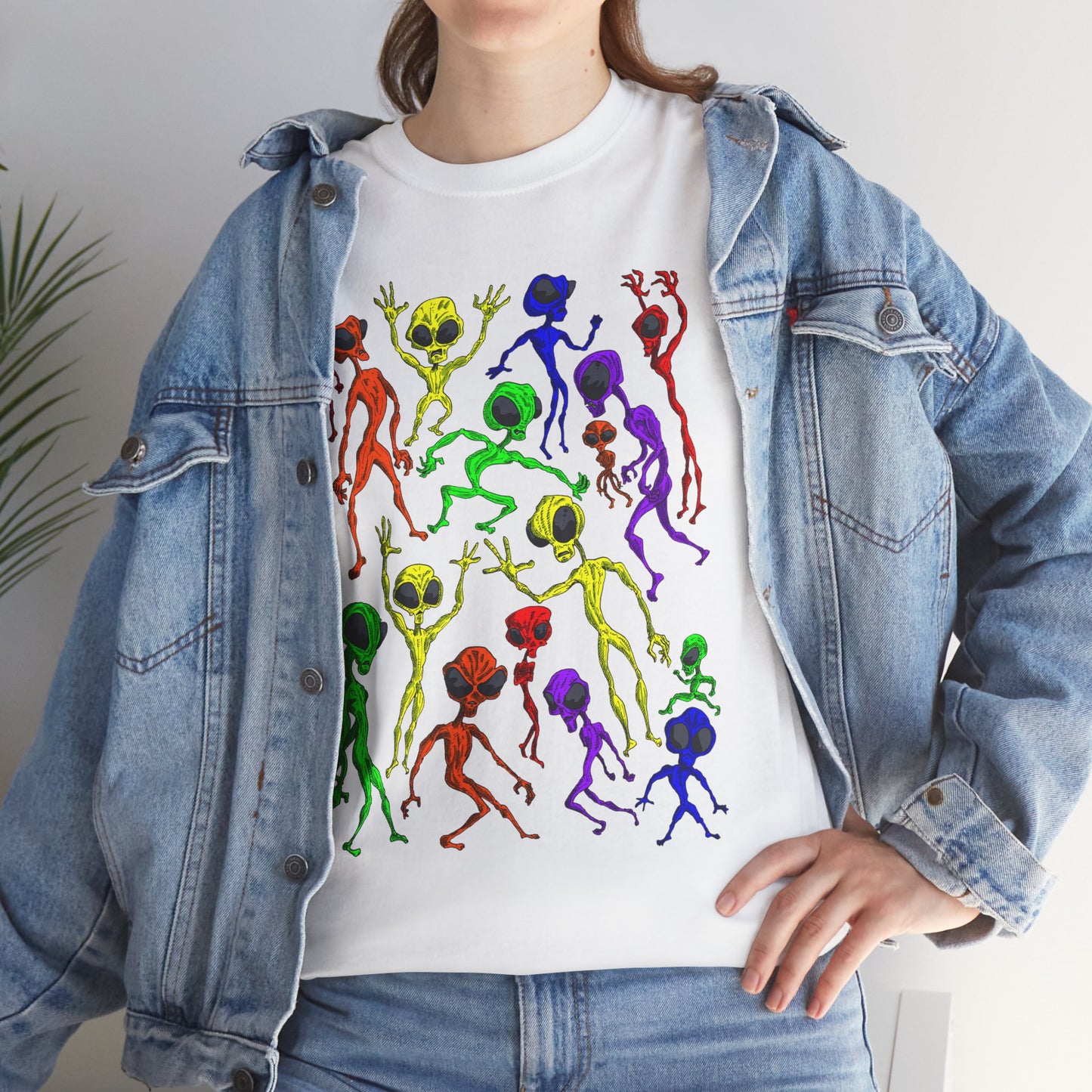 Rainbow Alien Dance Party Unisex Tee - Cosmic Sci-Fi Shirt