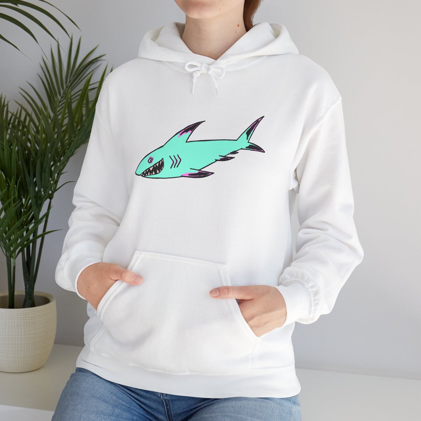 Shark Graphic Unisex Hoodie, Fun Casual Wear, Beach Lover's Gift, Relaxing Lounge Sweatshirt, Unique Gift for Any Occasion