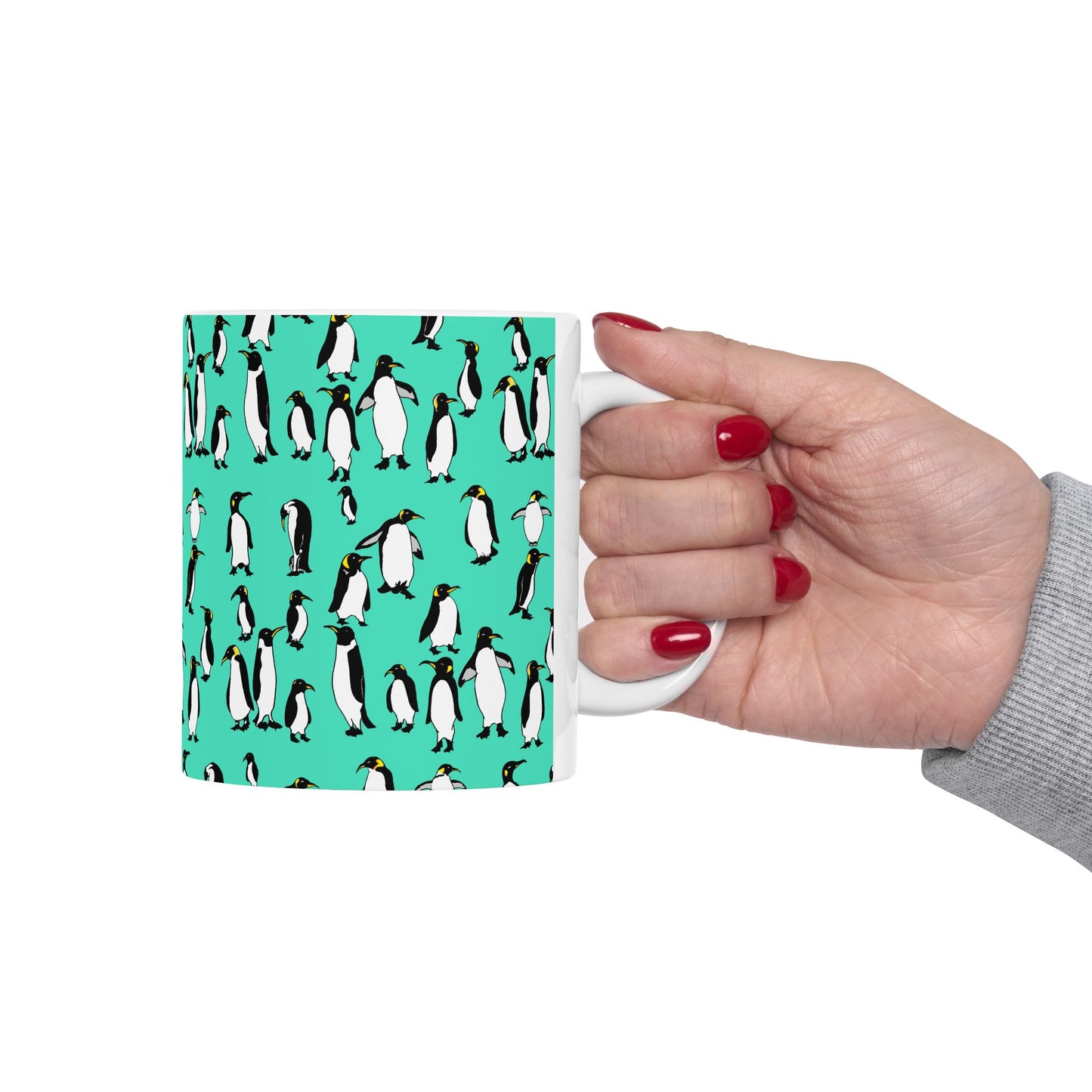 Rookery of Penguins Pattern Ceramic Mug - Fun Coffee Cup, Gift for Animal Lovers, Cute Kitchen Decor, Birthday Present, Penguin Mug