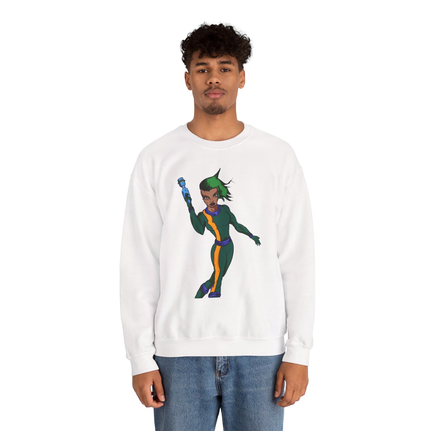 Heroic Vibes Crewneck Sweatshirt with Bold Design
