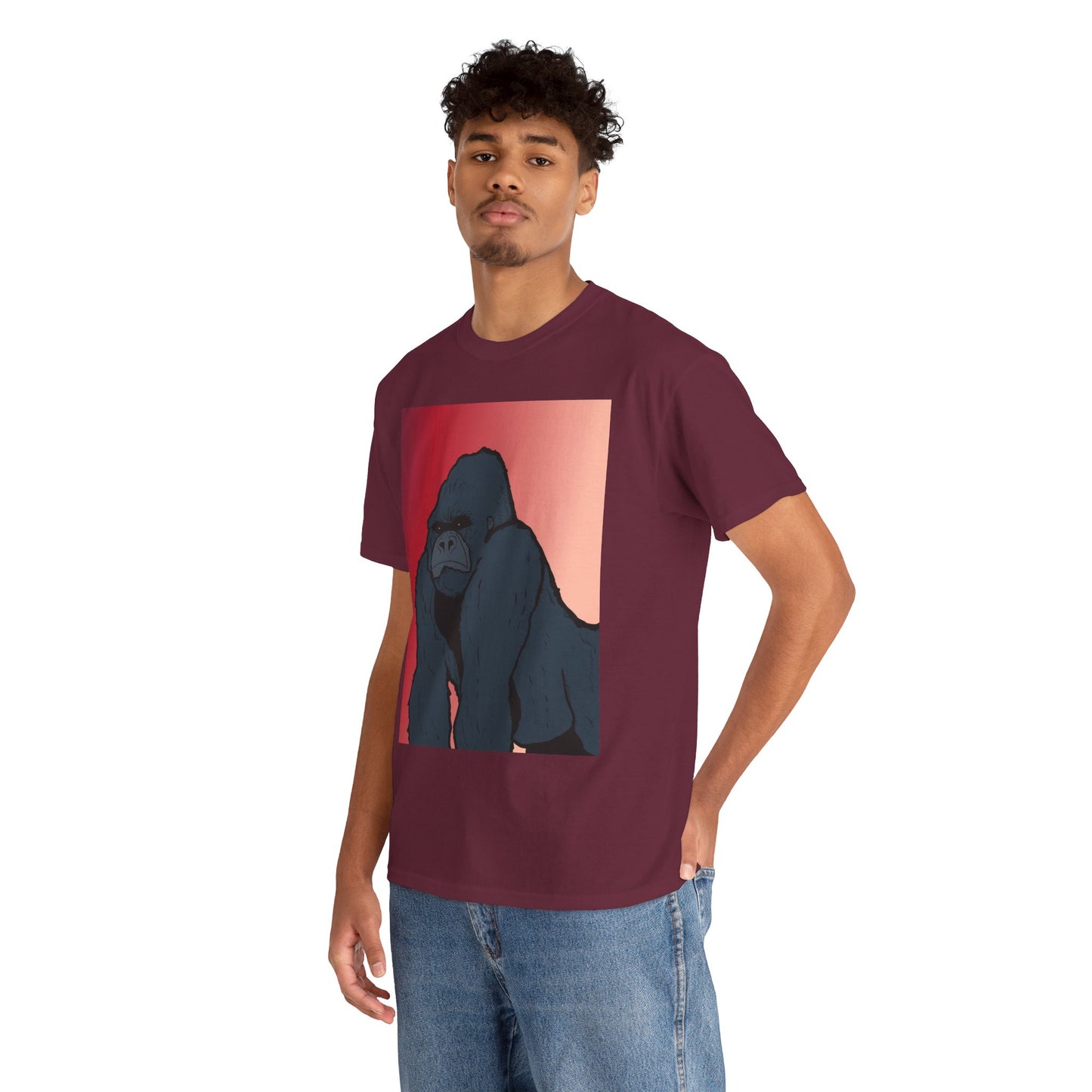 Gorilla Graphic Tee — Vintage Sunset Primate Illustration Shirt