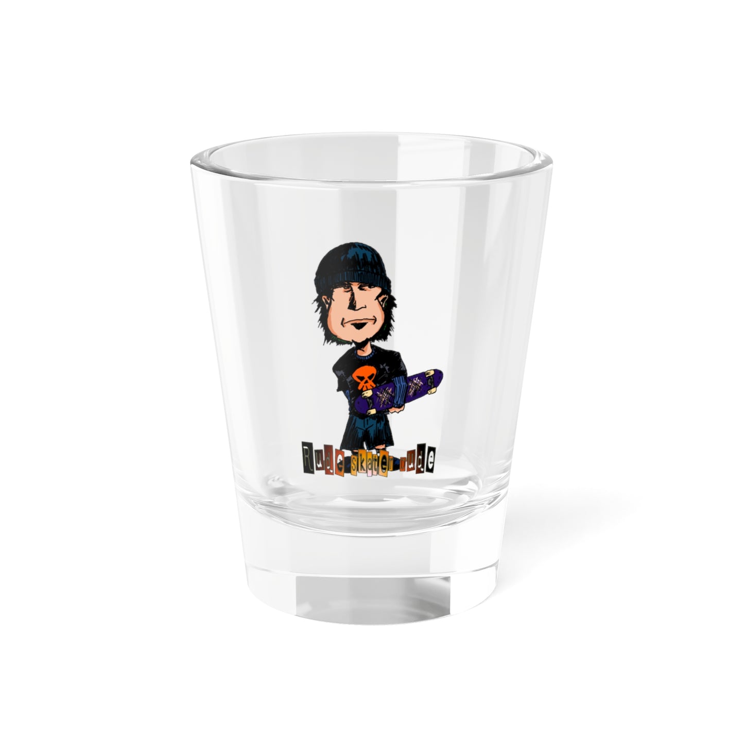 Rude Skater Dude Shot Glass — 1.5oz Novelty Party Glass